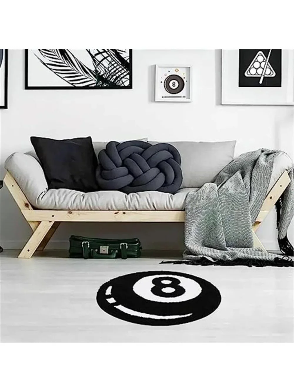 8 Ball Tufted Rug Billiards Bath Mat for Tub Cool Bedroom Aesthetic